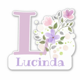 Adesivo Nome Lucinda & Inicial com Design Floral