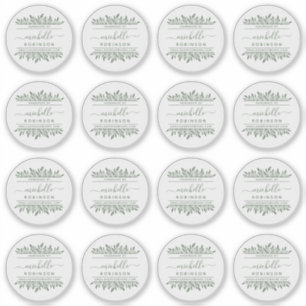 Adesivo Nome Manuscrito Sage Green Botanical Fabricado Por