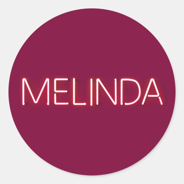Adesivo Nome Melinda em luzes brilhantes de neon (Frente)