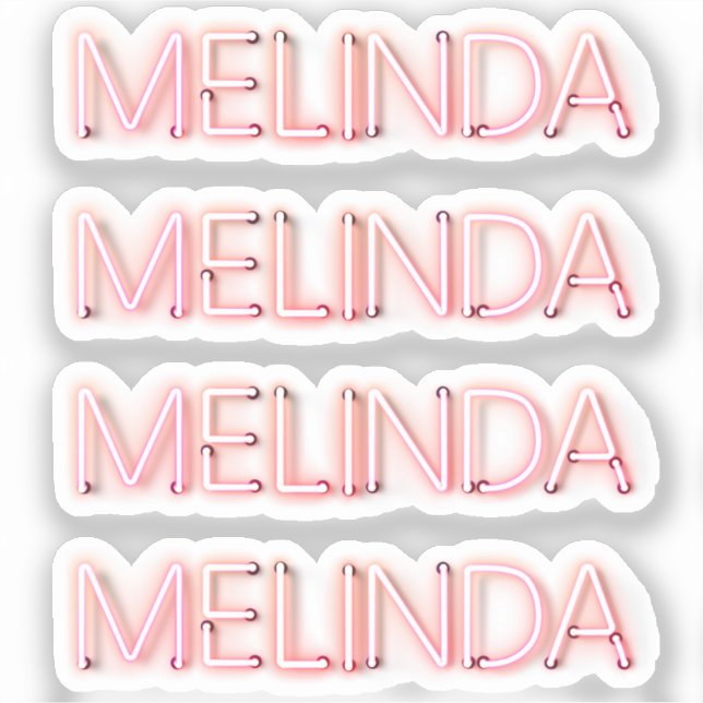 Adesivo Nome Melinda em luzes brilhantes de neon (Frente)