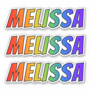 Adesivo Nome "MELISSA" com coloração do arco-íris do