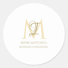 Adesivo Nome Mínimo do Monograma Dourado Branco