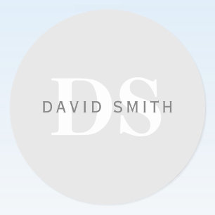 Adesivo Nome Moderno e Monograma   Cinzas claras e escuras