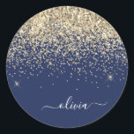 Adesivo Nome Monograma Brilho Glitter Menina Azul Marinho<br><div class="desc">Etiquetas de Endereço de Adesivo de Festa de Nome e Inicial Monograma Azul Marinho e Dourado com Brilho Glitter. Isso faz o presente perfeito de aniversário de 16 anos, casamento, chá de noiva, aniversário, chá de bebê ou festa de despedida de solteira para alguém que ama glamour luxuoso e estilos...</div>