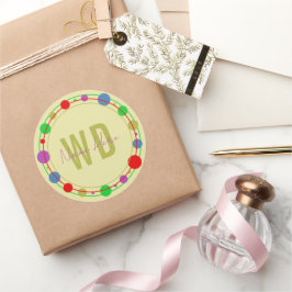 Adesivo Nome Monograma Círculos Coloridos Amarelo Roxo