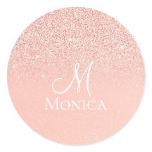 Nome monograma com brilho de glitter rosa moderno