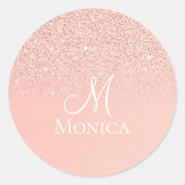 Adesivo Nome monograma com brilho de glitter rosa moderno 