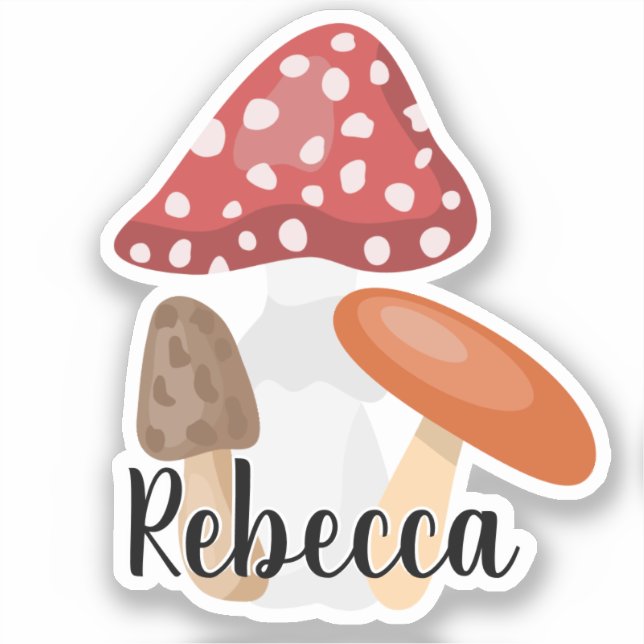 Adesivo Nome Monograma Cute Mushroom (Frente)