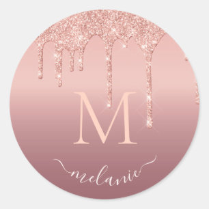 Adesivo Nome Monograma Texto Dourado Rosa Brilho Lantejoul