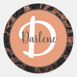 Adesivo Nome Monogramado Elegante Floral Pastel Coral Pêss