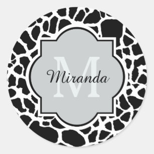 Adesivo Nome Monogrammed do impressão branco preto na mod