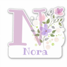 Nome Nora & Inicial com Design Floral