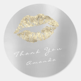 Adesivo Nome Obrigado Maquiagem de Cinza de prata Dourada 