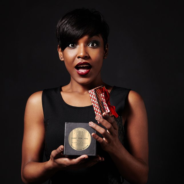 Adesivo Nome Obrigado Você Gota Dourado Com Amor (Name Thank You Drips Gold Made With Love Classic Round Sticker)