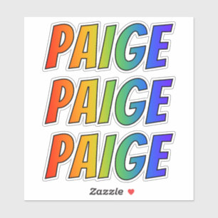 Adesivo Nome "PAIGE" com coloração do arco-íris do