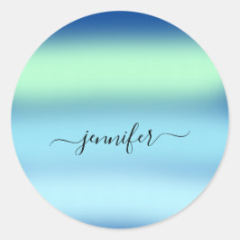 Adesivo Nome Pequenas empresas Obrigado Blue Green Pasters