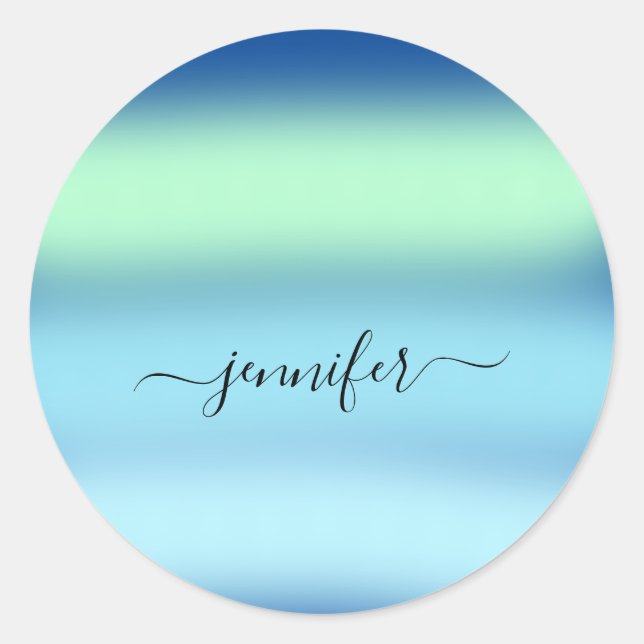 Adesivo Nome Pequenas empresas Obrigado Blue Green Pasters (Frente)