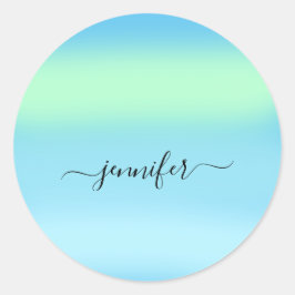 Adesivo Nome Pequenas empresas Obrigado Blue Green Pasters