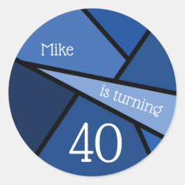 Adesivo Nome personalizado Abstrato Blue Geométrico