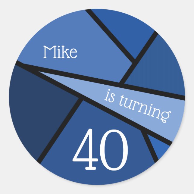 Adesivo Nome personalizado Abstrato Blue Geométrico (Frente)