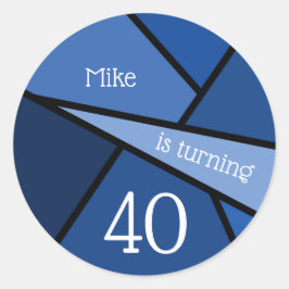 Adesivo Nome personalizado Abstrato Blue Geométrico