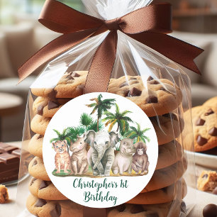 Adesivo Nome Personalizado Animais Safari Palmeiras