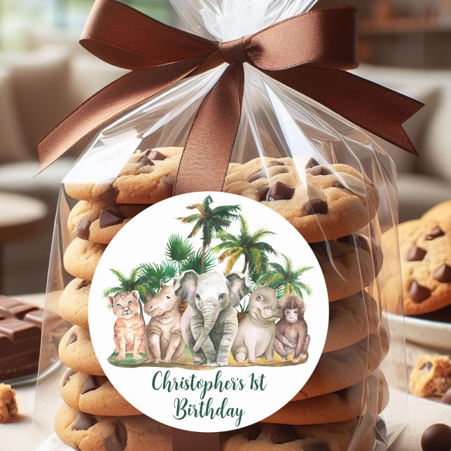 Adesivo Nome Personalizado Animais Safari Palmeiras (Criador carregado)