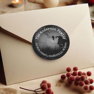 Adesivo Nome Personalizado Assustador Corvo Preto Hallowee
