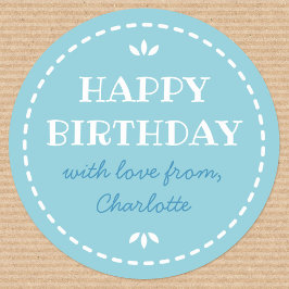 Adesivo Nome Personalizado Azul de Aniversário Fofo