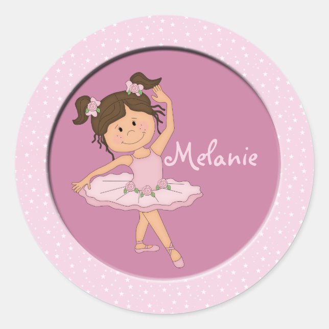 Adesivo Nome Personalizado Ballerina Cor-de-rosa-branca 4 (Frente)