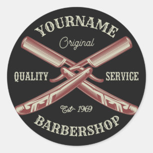 Adesivo NOME Personalizado Barber Hetero Razor Barbershop