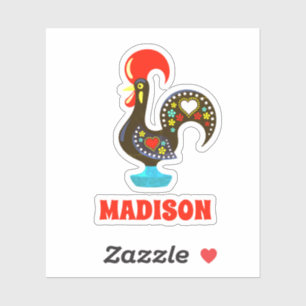 Adesivo Nome Personalizado Barcelos Português Rooster Pret