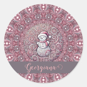 Adesivo Nome Personalizado Bastante Quente Snowman Mandala