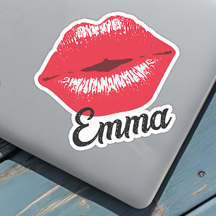 Adesivo Nome Personalizado Batom Vermelho Legal Beijando L
