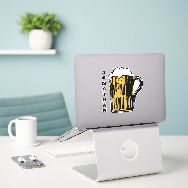 Adesivo Nome personalizado BEER (Laptop na mesa)