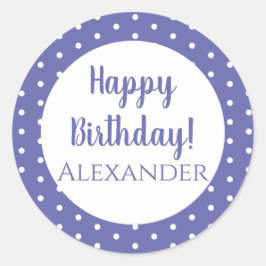 Adesivo Nome Personalizado Bolinhas Roxa Feliz Aniversário