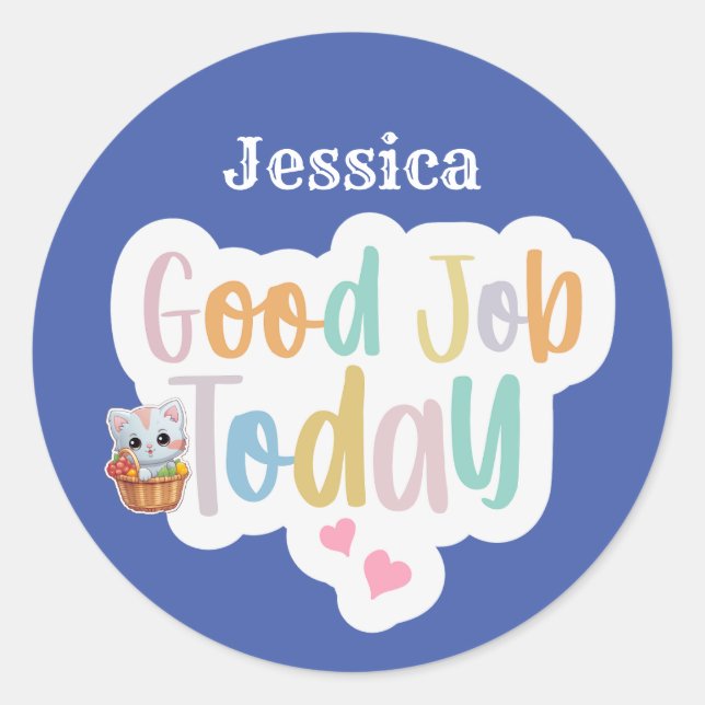 Adesivo Nome Personalizado Bom Trabalho Hoje (Frente)