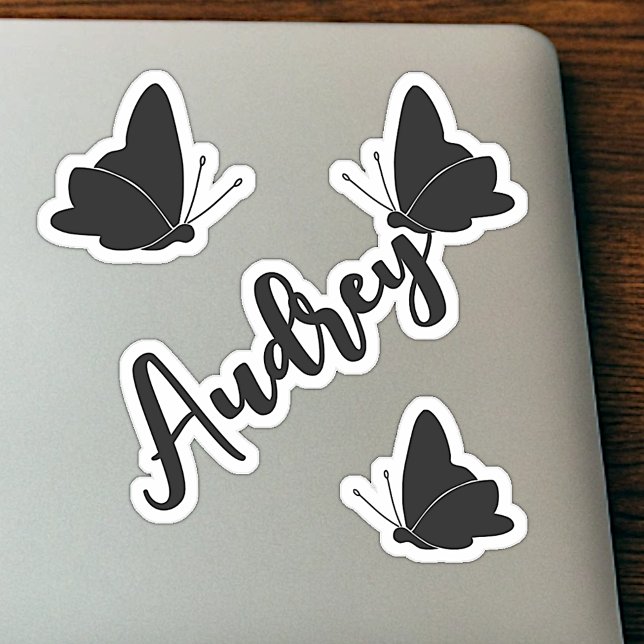 Adesivo Nome Personalizado Borboletas Pretas Cutas Gráfico (Criador carregado)