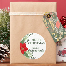 Adesivo Nome Personalizado Botânico do Natal Elegante