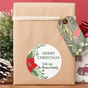 Adesivo Nome Personalizado Botânico do Natal Elegante