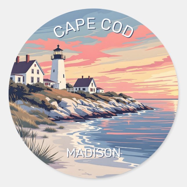 Adesivo Nome personalizado Cape Cod Massachusetts (Frente)