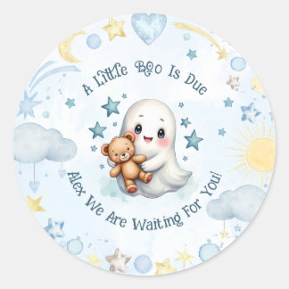 Adesivo Nome Personalizado Chá de fraldas Cute Ghost Boo e