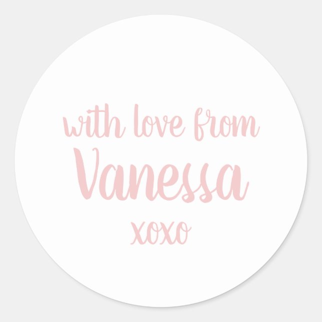 Adesivo Nome Personalizado Com Amor Rosa Branco (Frente)