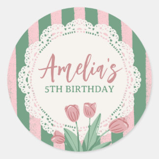 Adesivo Nome Personalizado Coquette Laço Rosa Floral Vinta