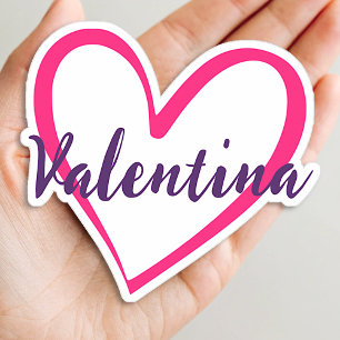 Adesivo Nome Personalizado Coração Rosa Vibrante Forma Ten