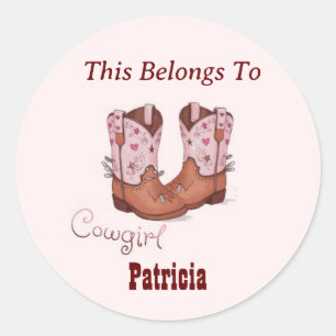 Adesivo Nome Personalizado CowGirl Cute Inicializa Isto Pe