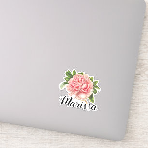 Adesivo Nome personalizado da aguarela do vintage peônia