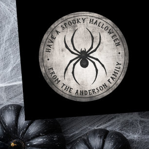 Adesivo Nome personalizado da aranha negra Feliz Halloween