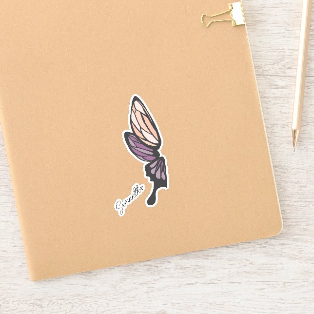 Adesivo Nome Personalizado da Borboleta Mosaica (Notebook)