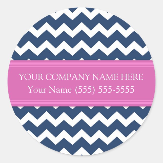 Adesivo Nome Personalizado da Empresa Blue Pink Chevron (Frente)